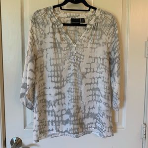 Cynthia Rowley Grey & White Print Blouse